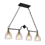 Modern Farmhouse 4-light Glass Linear Chandelier Diningroom Black Gold Industrial Kitchen Island Lighting - 32 inches