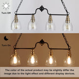 Modern Farmhouse 4-light Glass Linear Chandelier Diningroom Black Gold Industrial Kitchen Island Lighting - 32 inches