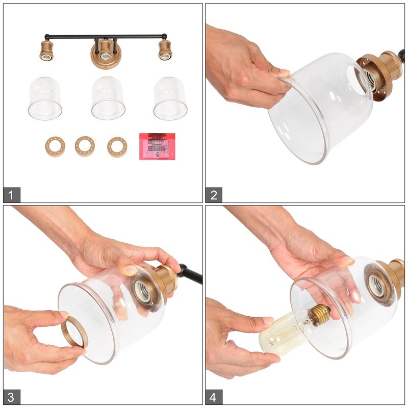 1/2/3/4 Light Modern Farmhouse Bathroom Vanity Lights Brass Wall Sconce Lighting with Bell Glass