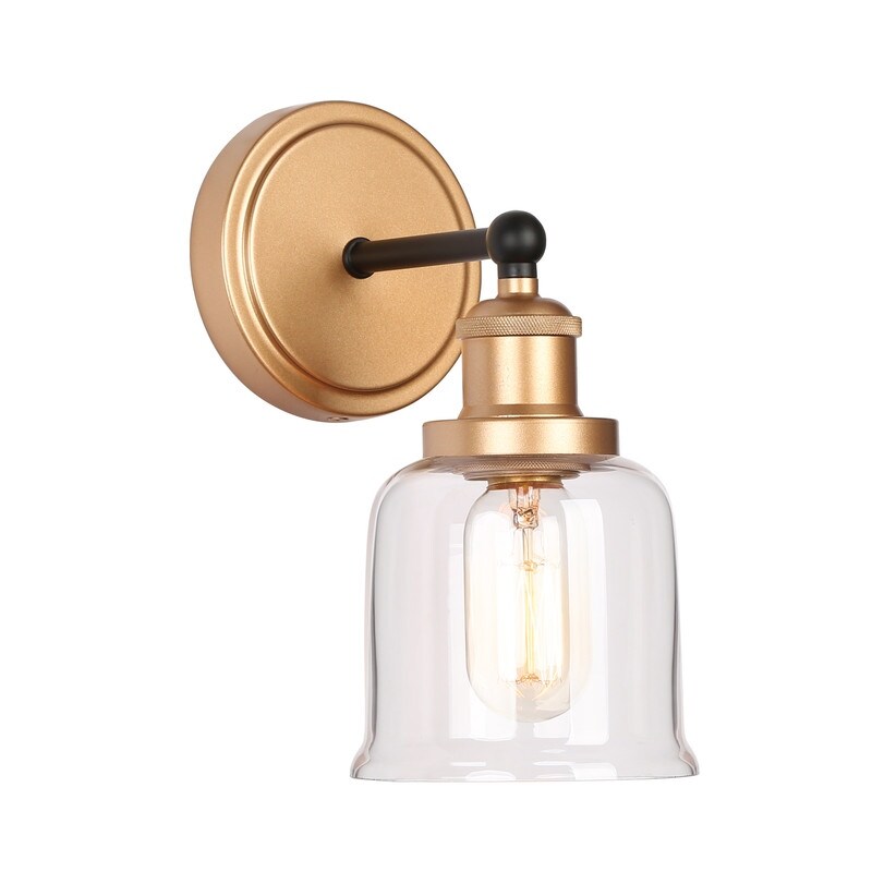 1/2/3/4 Light Modern Farmhouse Bathroom Vanity Lights Brass Wall Sconce Lighting with Bell Glass