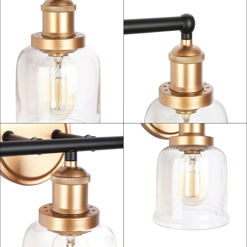 1/2/3/4 Light Modern Farmhouse Bathroom Vanity Lights Brass Wall Sconce Lighting with Bell Glass