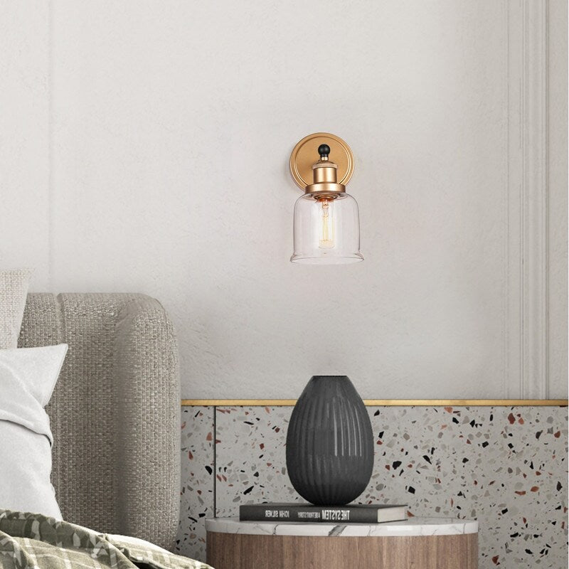 1/2/3/4 Light Modern Farmhouse Bathroom Vanity Lights Brass Wall Sconce Lighting with Bell Glass