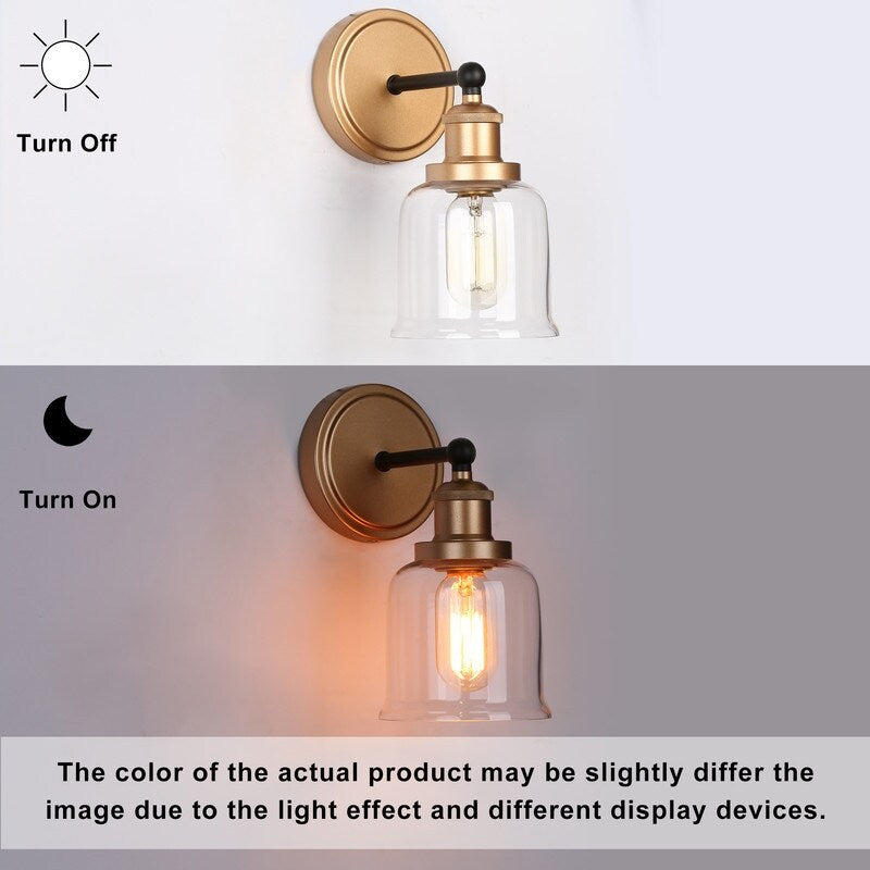 1/2/3/4 Light Modern Farmhouse Bathroom Vanity Lights Brass Wall Sconce Lighting with Bell Glass