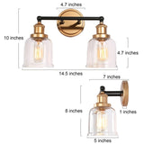 1/2/3/4 Light Modern Farmhouse Bathroom Vanity Lights Brass Wall Sconce Lighting with Bell Glass