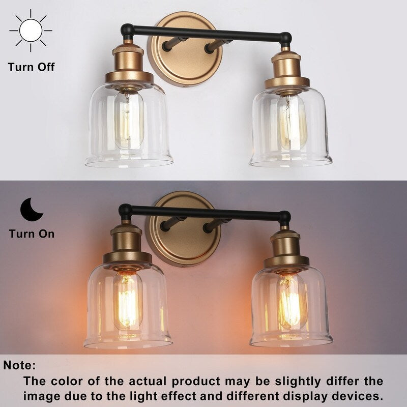 1/2/3/4 Light Modern Farmhouse Bathroom Vanity Lights Brass Wall Sconce Lighting with Bell Glass