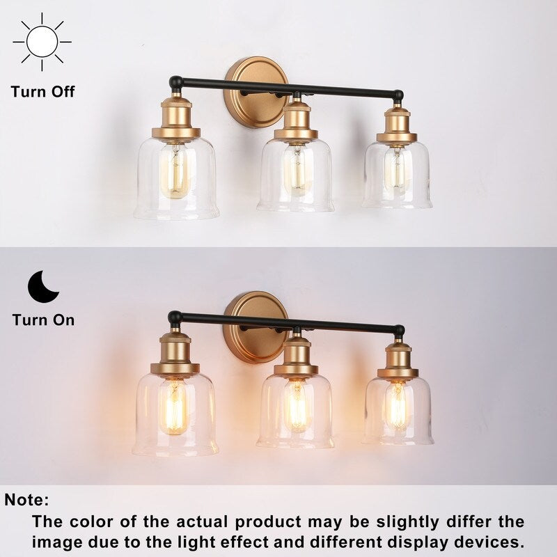 1/2/3/4 Light Modern Farmhouse Bathroom Vanity Lights Brass Wall Sconce Lighting with Bell Glass