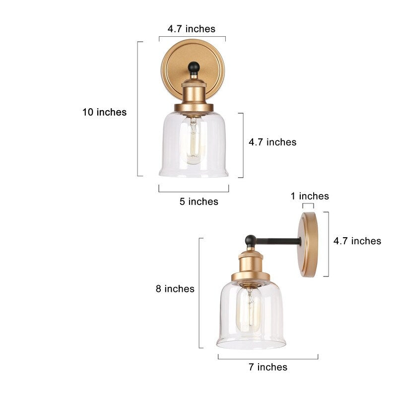 1/2/3/4 Light Modern Farmhouse Bathroom Vanity Lights Brass Wall Sconce Lighting with Bell Glass
