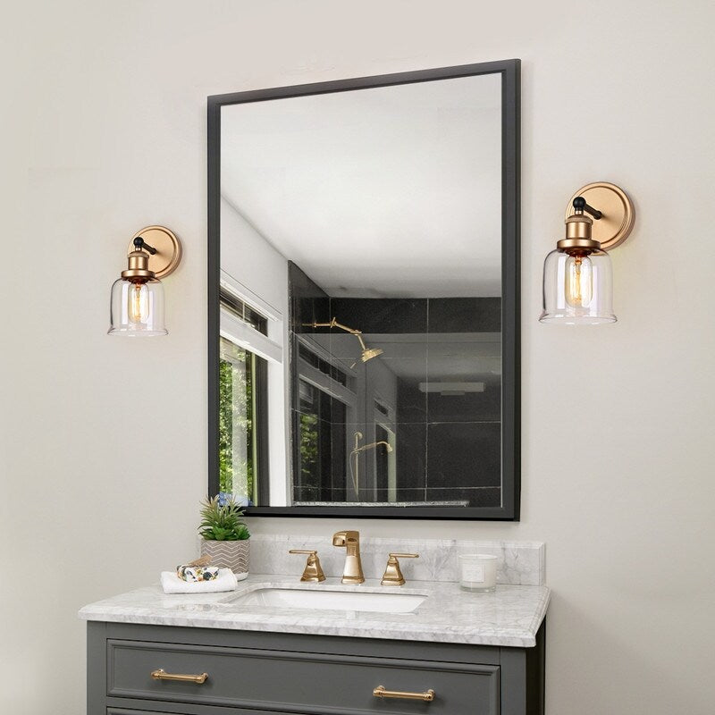 1/2/3/4 Light Modern Farmhouse Bathroom Vanity Lights Brass Wall Sconce Lighting with Bell Glass