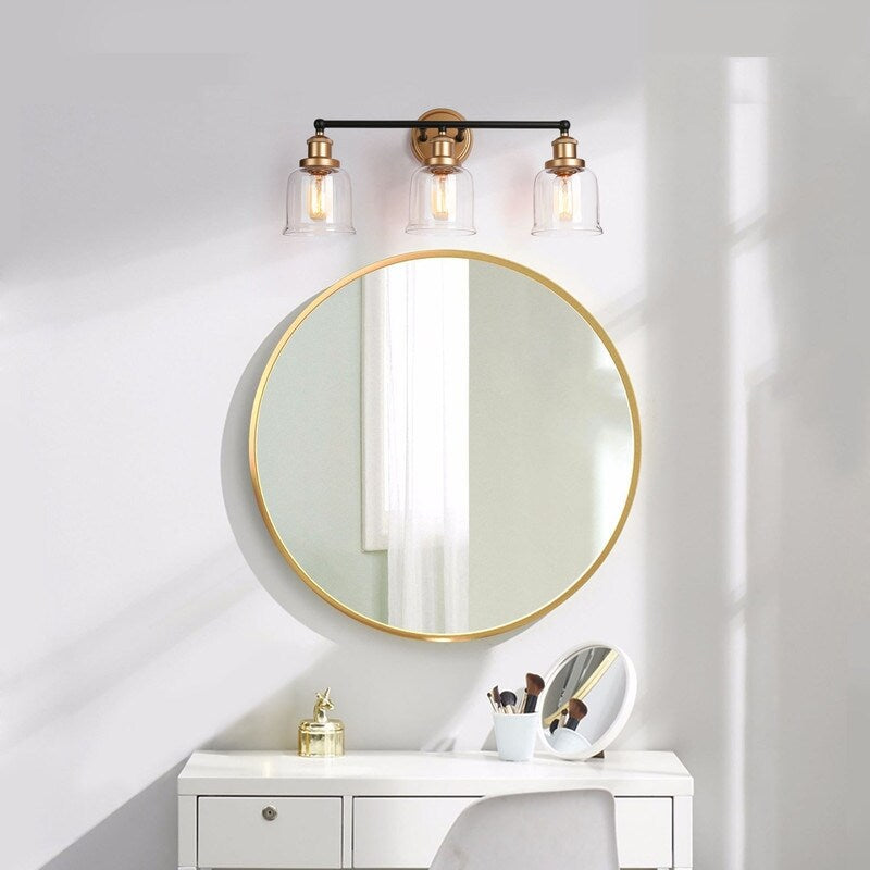 1/2/3/4 Light Modern Farmhouse Bathroom Vanity Lights Brass Wall Sconce Lighting with Bell Glass