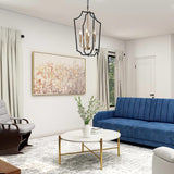 Modern Farmhouse Black Gold 4-Light Cage Chandelier Lantern Pendant Light for Dining Room - 15.5" D x 26" H