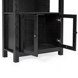 Modern Farmhouse Bookcase with Open Shelving and Glass Door Cabinet