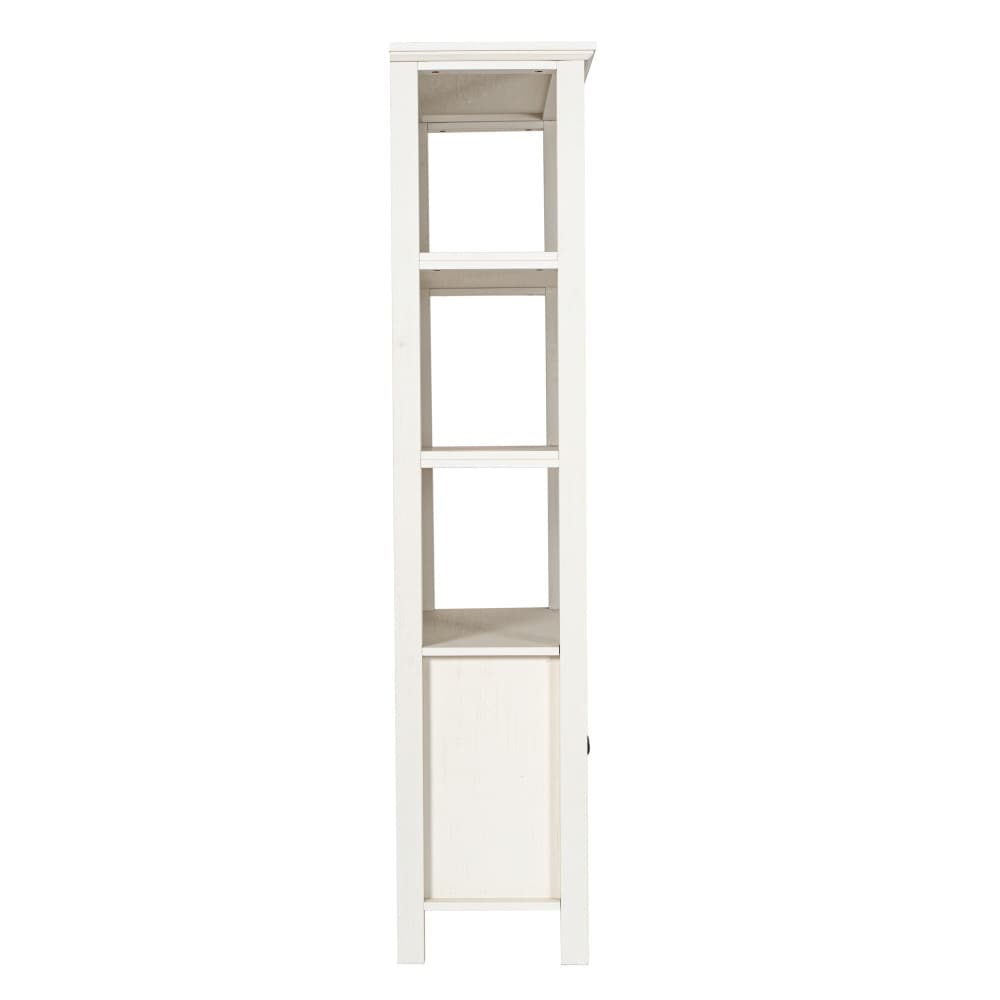 Modern Farmhouse Bookcase with Open Shelving and Glass Door Cabinet