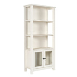 Modern Farmhouse Bookcase with Open Shelving and Glass Door Cabinet