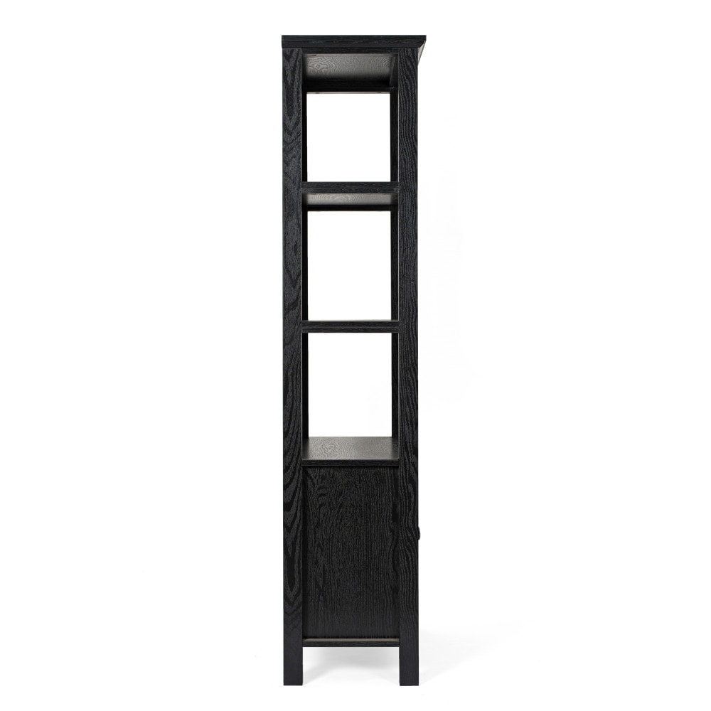 Modern Farmhouse Bookcase with Open Shelving and Glass Door Cabinet