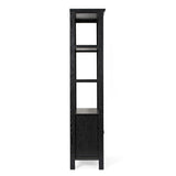Modern Farmhouse Bookcase with Open Shelving and Glass Door Cabinet