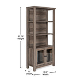 Modern Farmhouse Bookcase with Open Shelving and Glass Door Cabinet