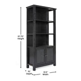 Modern Farmhouse Bookcase with Open Shelving and Glass Door Cabinet