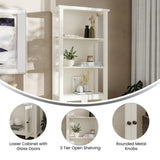 Modern Farmhouse Bookcase with Open Shelving and Glass Door Cabinet