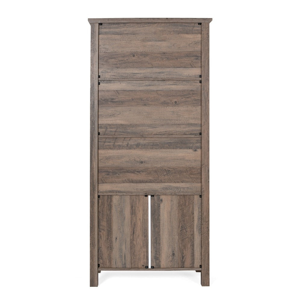 Modern Farmhouse Bookcase with Open Shelving and Glass Door Cabinet