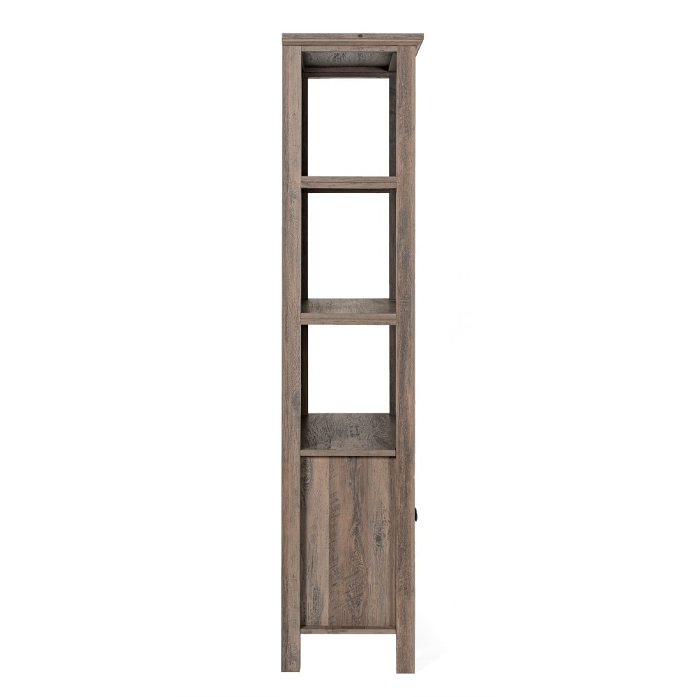 Modern Farmhouse Bookcase with Open Shelving and Glass Door Cabinet