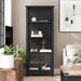 Modern Farmhouse Bookcase with Open Shelving and Glass Door Cabinet