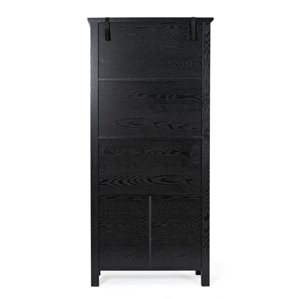 Modern Farmhouse Bookcase with Open Shelving and Glass Door Cabinet