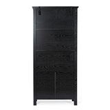 Modern Farmhouse Bookcase with Open Shelving and Glass Door Cabinet