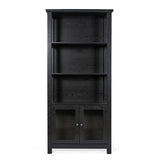 Modern Farmhouse Bookcase with Open Shelving and Glass Door Cabinet