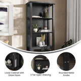 Modern Farmhouse Bookcase with Open Shelving and Glass Door Cabinet