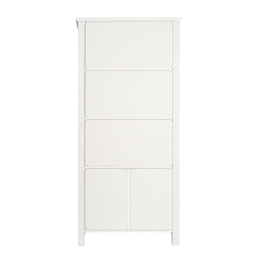 Modern Farmhouse Bookcase with Open Shelving and Glass Door Cabinet