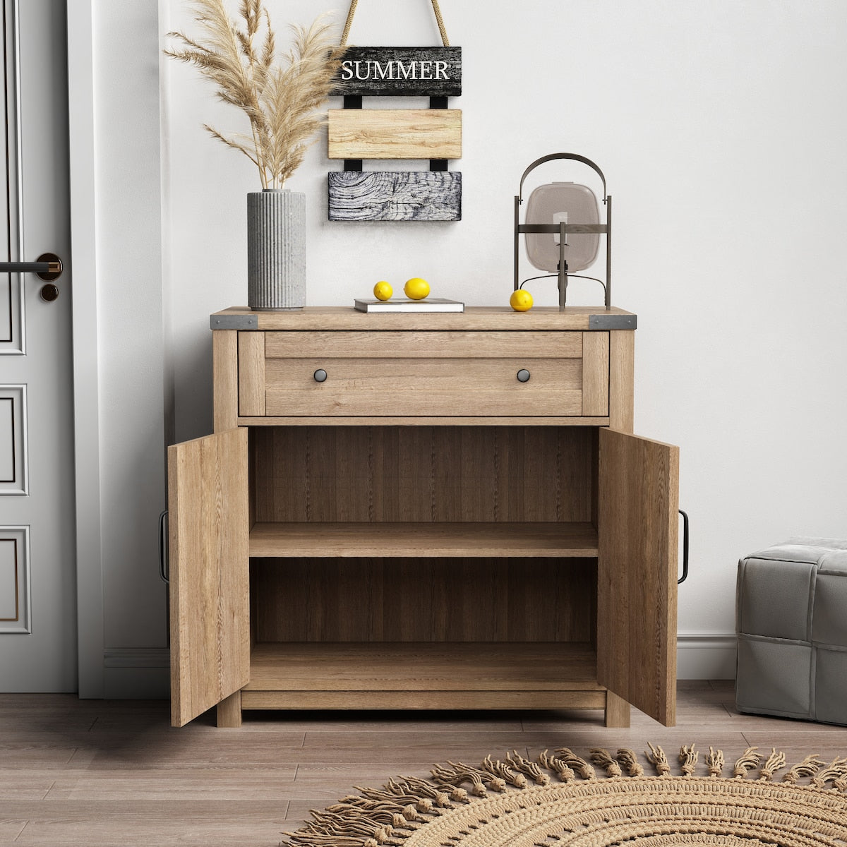 Modern Farmhouse Double Barn Door Accent Cabinet