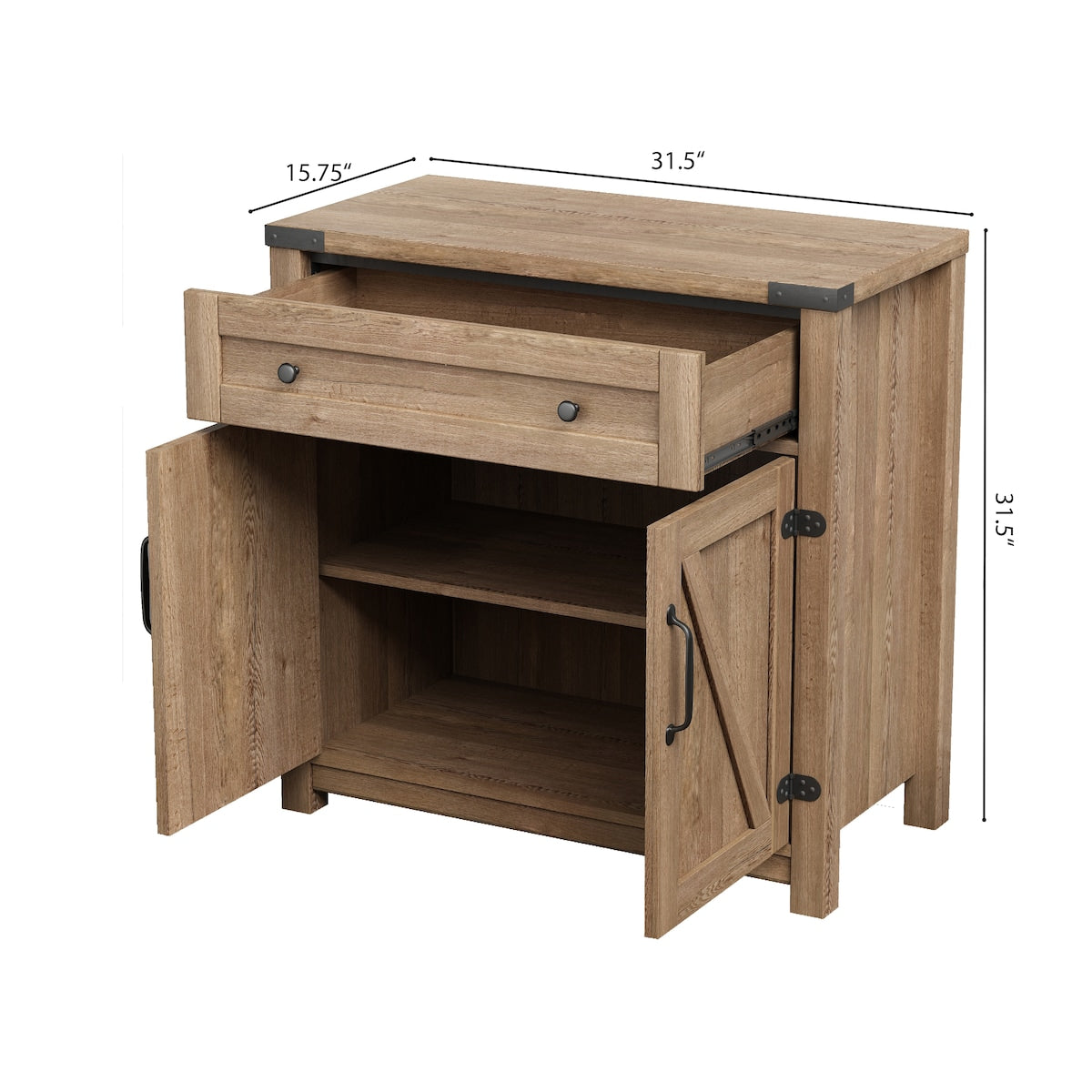 Modern Farmhouse Double Barn Door Accent Cabinet