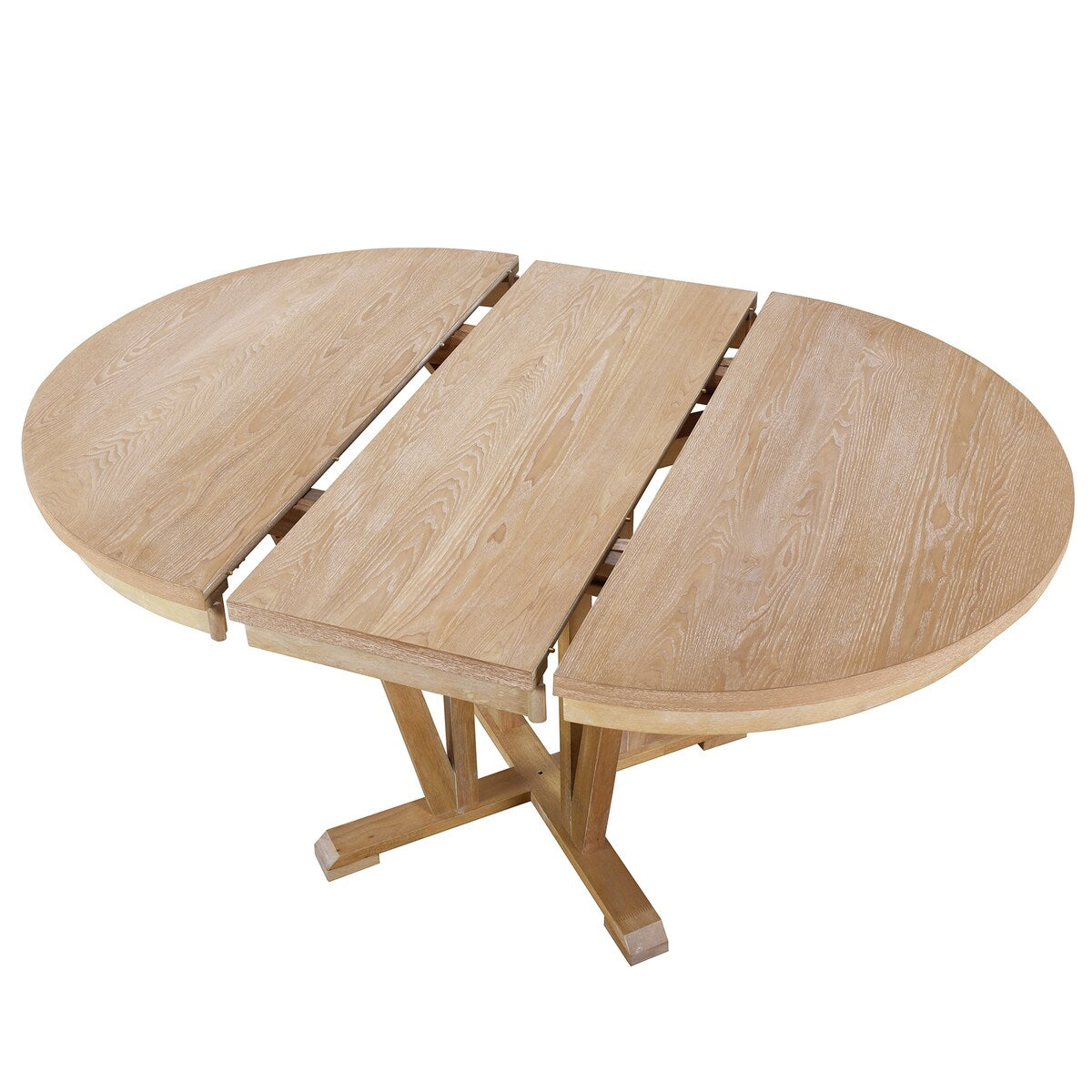 Modern Farmhouse Extendable Round Dining Table Set with 4 Cross Back Chairs