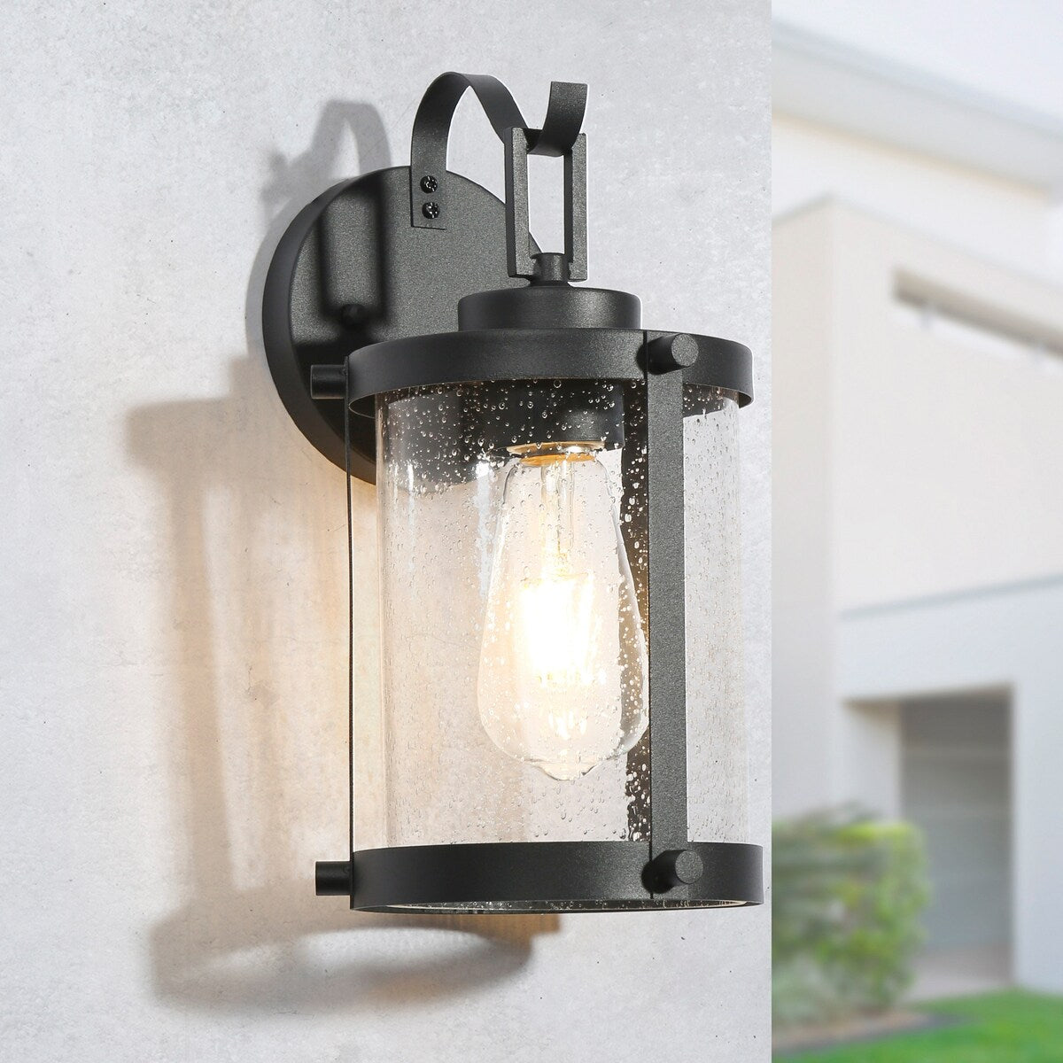 Modern Farmhouse Outdoor Wall Sconces Barn Wall Lanterns Seeded Glass for Garage Porch Front Door
