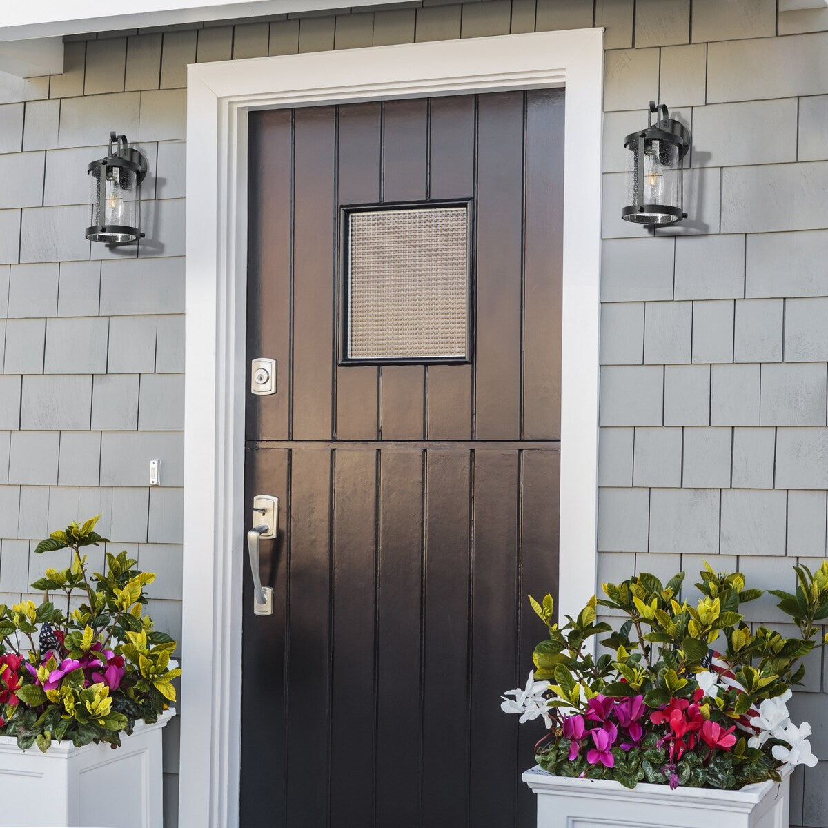 Modern Farmhouse Outdoor Wall Sconces Barn Wall Lanterns Seeded Glass for Garage Porch Front Door