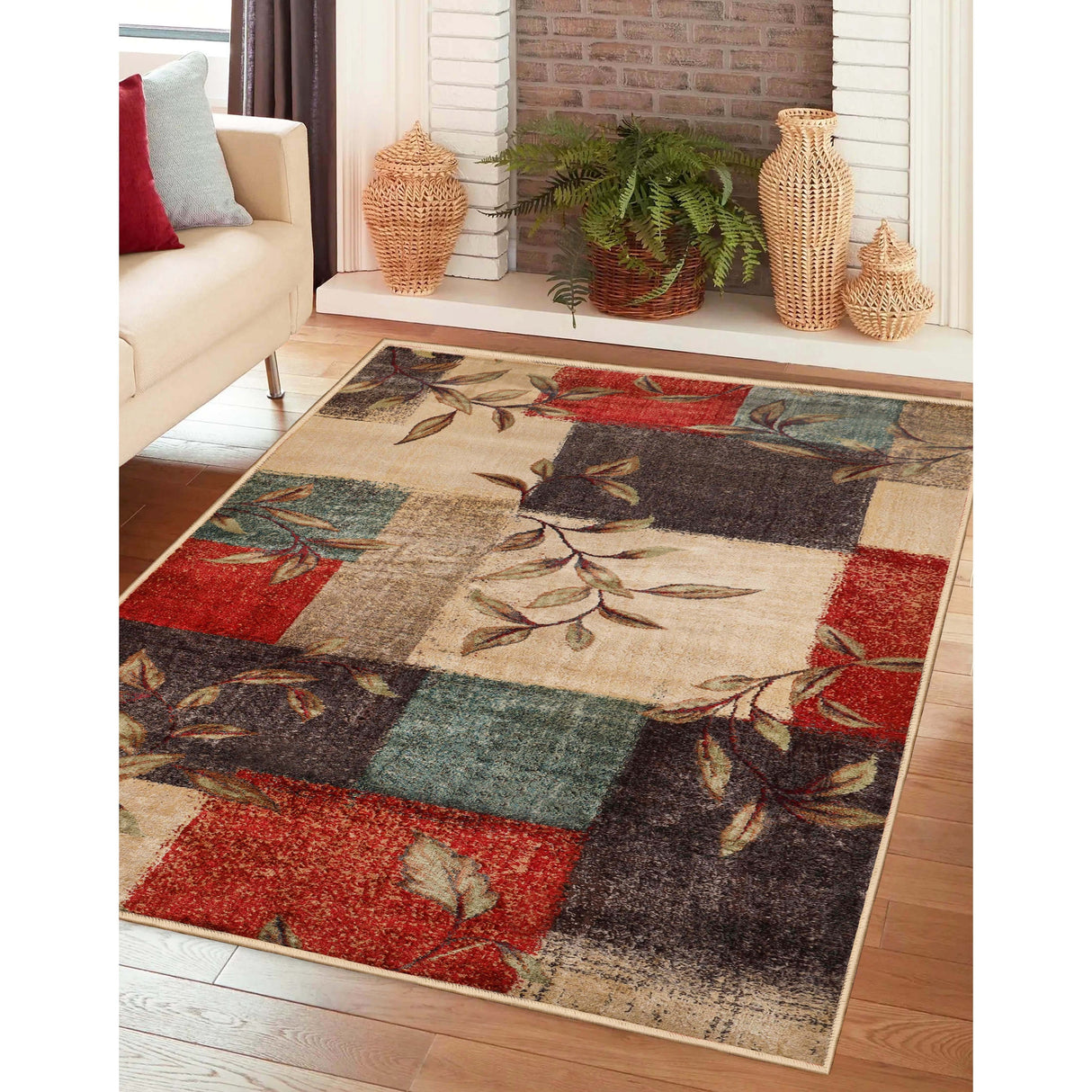 Modern Farmhouse Patchwork Color Block Runner or Area Rug by Superior