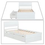 Modern Farmhouse Style Twin Size Wooden Platform Bed Frame with 2 Underbed Drawers