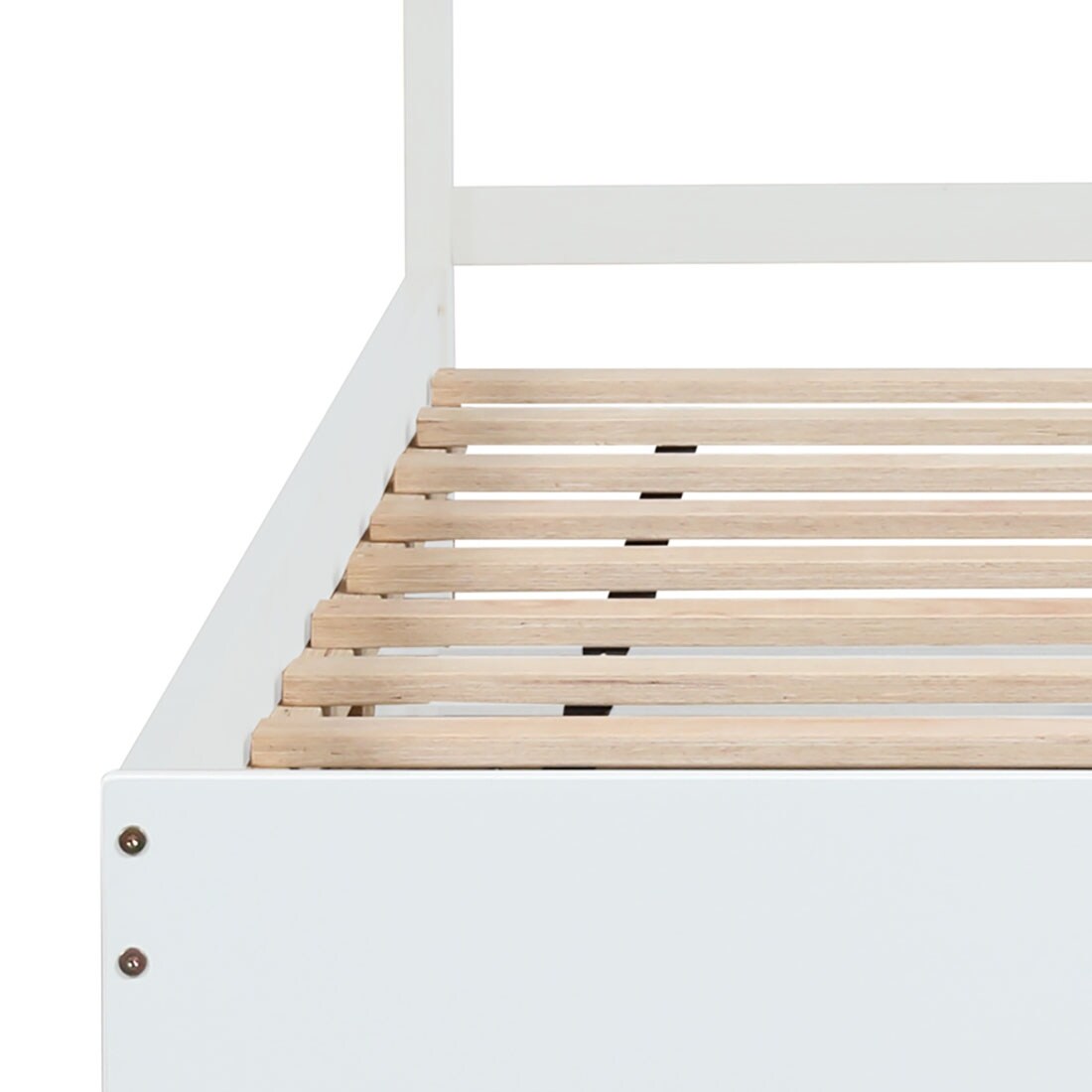 Modern Farmhouse Style Twin Size Wooden Platform Bed Frame with 2 Underbed Drawers