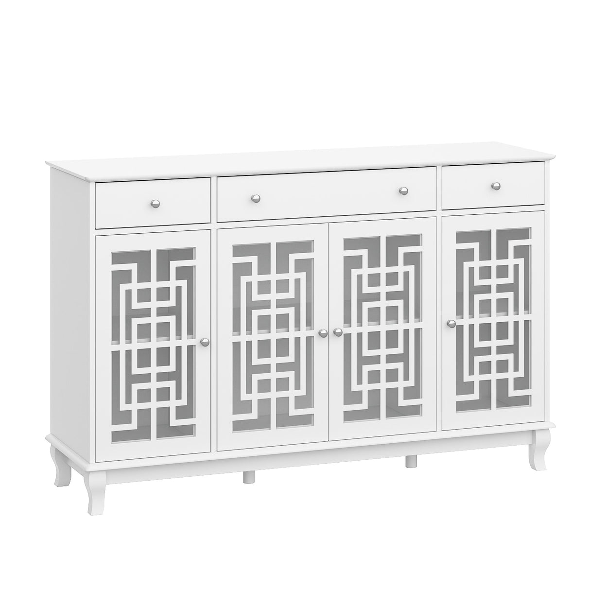 Modern Farmhouse Wood Accent Cabinet with Glass Doors Sideboard Buffet