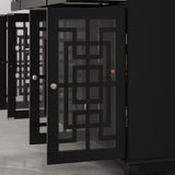 Modern Farmhouse Wood Accent Cabinet with Glass Doors Sideboard Buffet