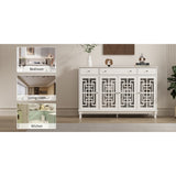 Modern Farmhouse Wood Accent Cabinet with Glass Doors Sideboard Buffet
