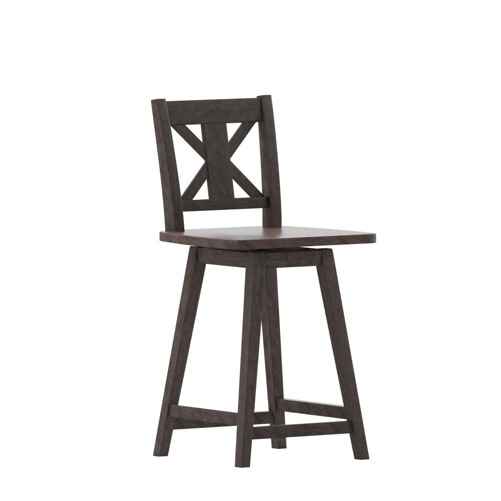 Modern Farmhouse Wooden Swivel Counter Stool
