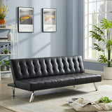 Modern Faux Leather Couch, Convertible Folding Sofa Bed .