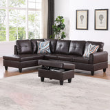 Modern Faux Leather Sectional Couch with Chaise and Ottoman-Large