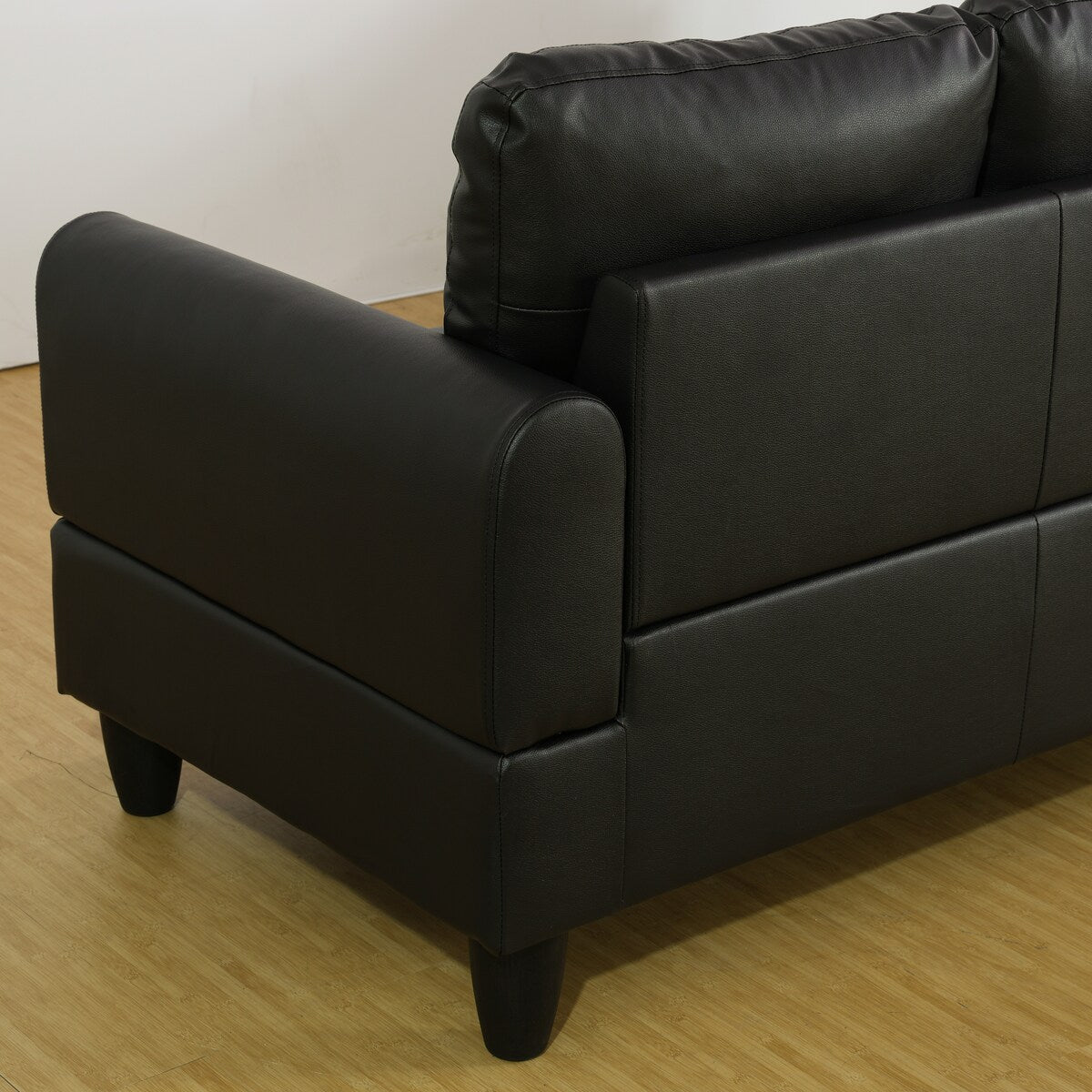 Modern Faux Leather Sectional Couch with Chaise and Ottoman-Large