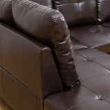 Modern Faux Leather Sectional Couch with Chaise and Ottoman-Large