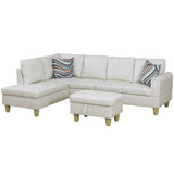 Modern Faux Leather Sectional Couch with Chaise and Ottoman-Large