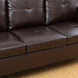 Modern Faux Leather Sectional Couch with Chaise and Ottoman-Large