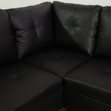 Modern Faux Leather Sectional Couch with Chaise and Ottoman-Large