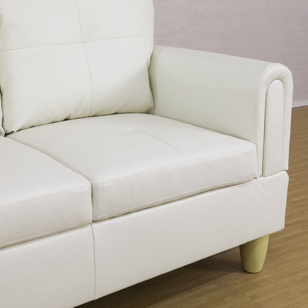 Modern Faux Leather Sectional Couch with Chaise and Ottoman-Large